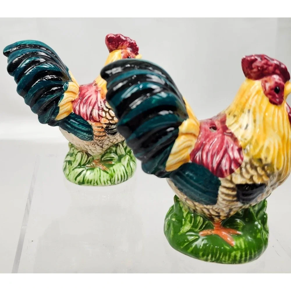 Ceramic Rooster Salt and Pepper Shakers Set Farmhouse Country Kitchen Decor 4.5